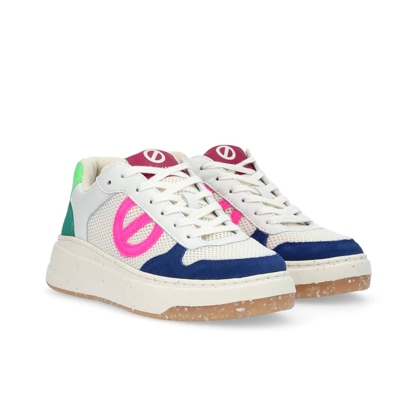 SNEAKER BRIDGET W - CAMOSCIO/RIVA - BLU/ROSA FLUO/BIANCO